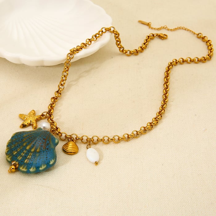 1 Piece Ceramic Shell Pendant Necklace h5Picture3