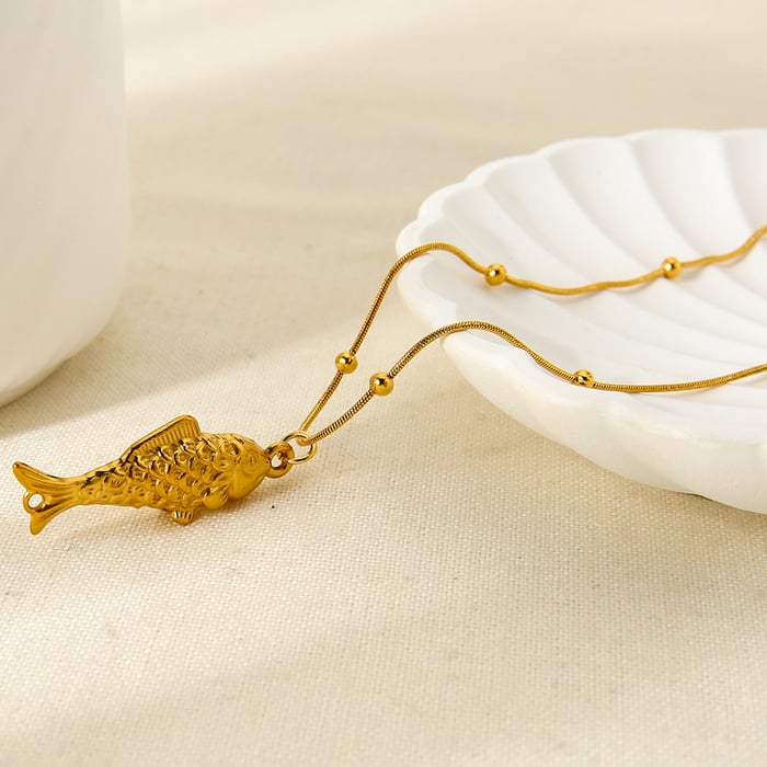 1 Piece  Vacation Turtle Fish Stainless Steel  Gold Color  Pendant Necklaces h5Picture3