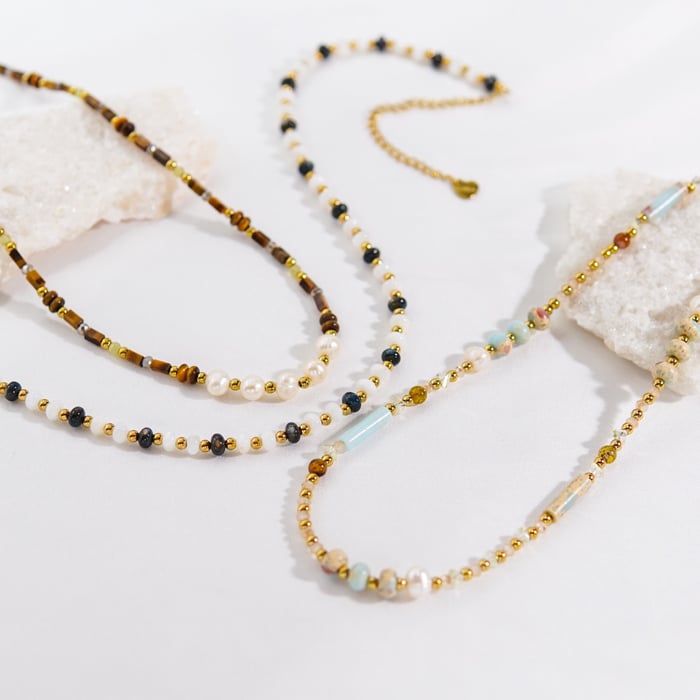 Sweet Elegant Stainless Steel Women‘s Beaded Necklaces h5Picture4