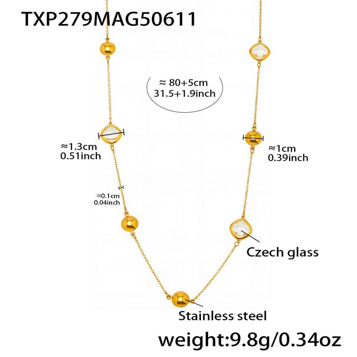1 Piece Retro Rectangle Stainless Steel Gold Color Women's Pendant Necklaces h5Picture2