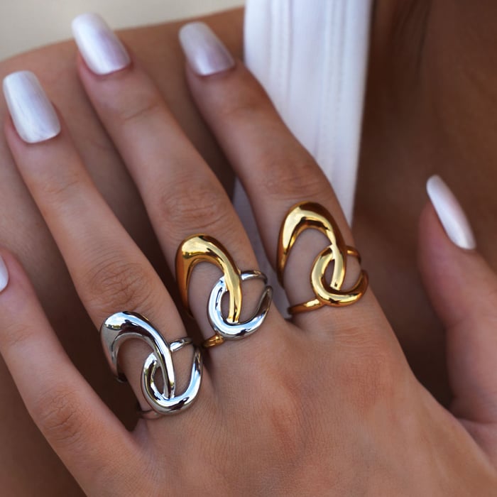 1 Piece Simple Series Casual Lines Stainless Steel Gold Color Minimalist Rings h5Picture7