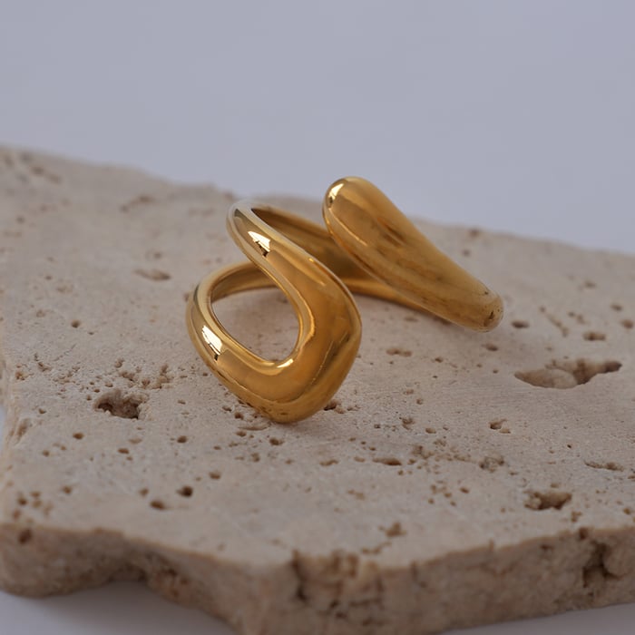 1 Piece Casual Irregular Shape Stainless Steel  Gold Color Minimalist Rings h5Picture3