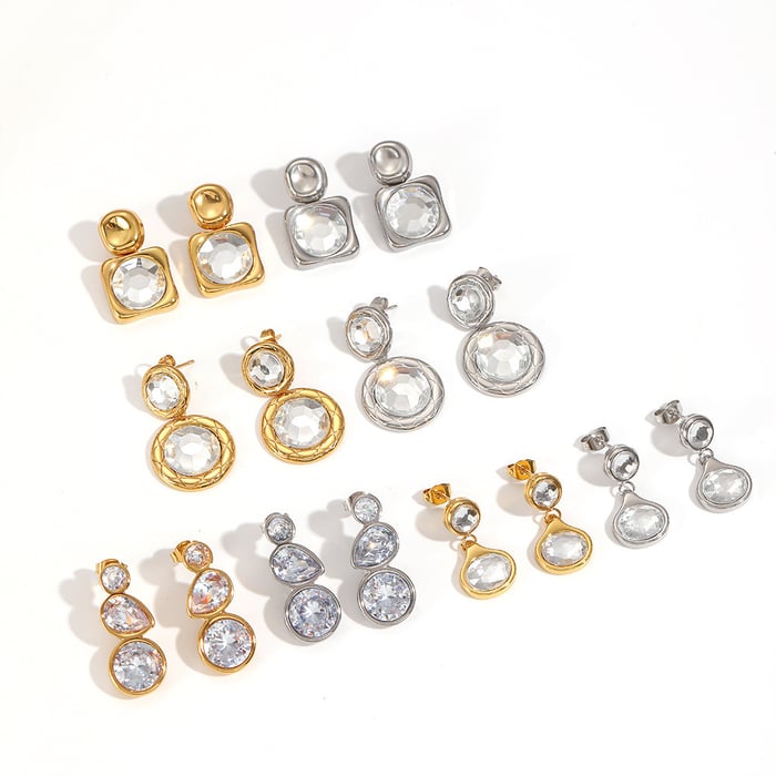 1 Pair Simple Series Geometric Stainless Steel Gold Color Women's Drop Earrings h5Picture4