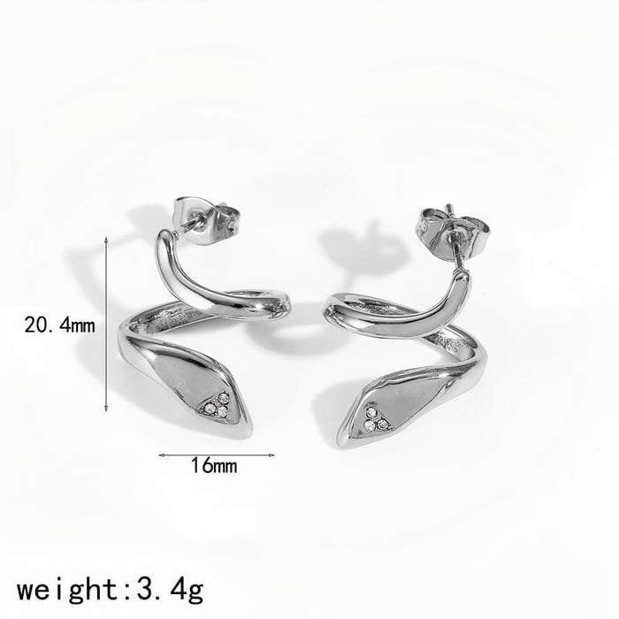 1 Pair Simple Curse Stainless Steel Gold Color Women's Stud Earrings