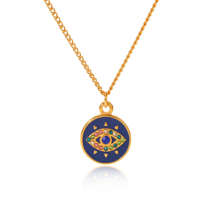 1 collar con colgante de ojo de diablo de acero inoxidable para mujer