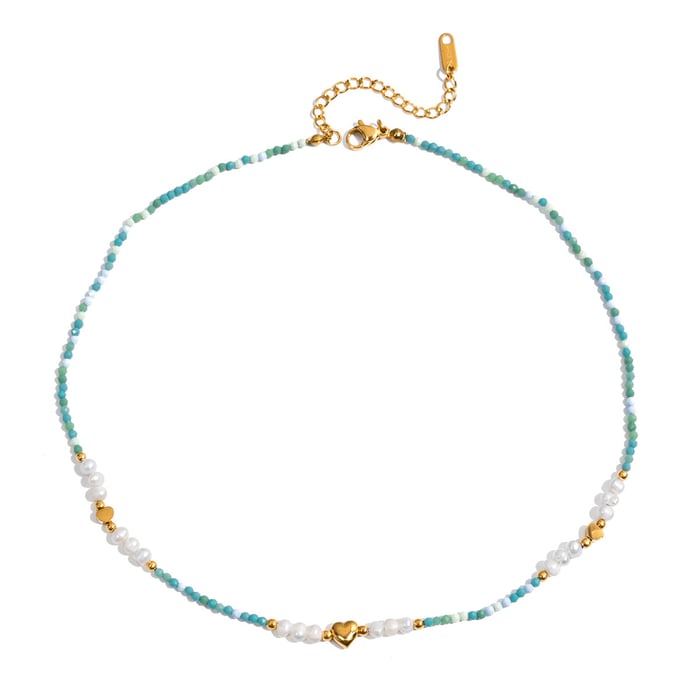 1 Piece Designable Beads Stainless Steel Gold Color Women's Beaded Necklaces 