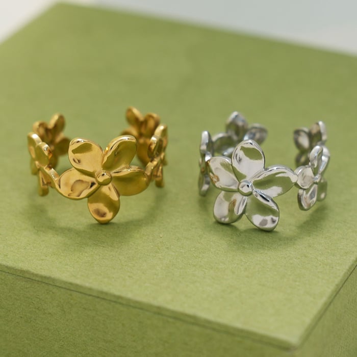 1 Piece Simple  Elegant Flower Stainless Steel  Gold Color  Minimalist Rings Picture4