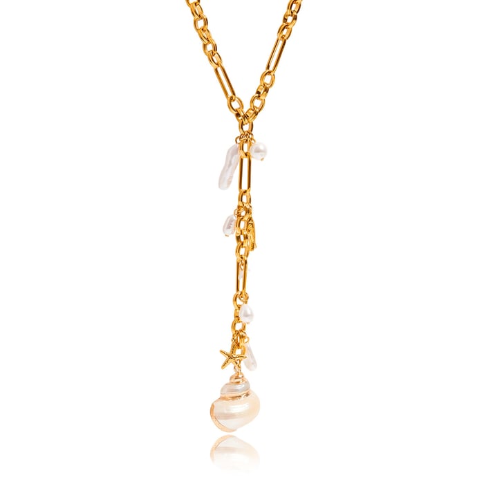 1 Piece Charming Shell Stainless Steel Gold Color Women's Pendant Necklaces 