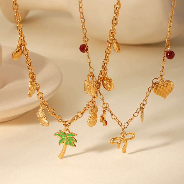 1 Paar einfache Damen-Halsketten mit Anhänger aus Edelstahl mit Schleife und Knoten h5Bild3