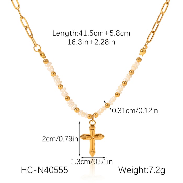 1 Pair Simple Series Daily Cross Stainless Steel  Women's Pendant Necklaces Picture2