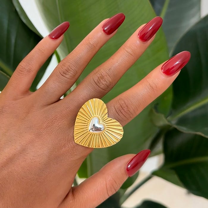 1 Piece Romantic  Simple Heart Stainless Steel  Statement Rings h5Picture9