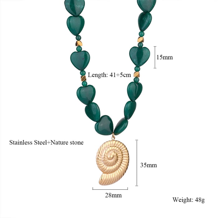 1 Piece Classic Series Shell Natural Stones Gold Color Women's Pendant Necklaces h5Picture2