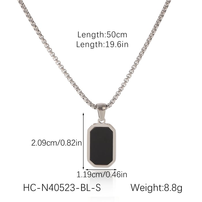 1 Piece Simple Series Daily Rectangle Stainless Steel  Natural Stone Women's Pendant Necklaces h5Picture2