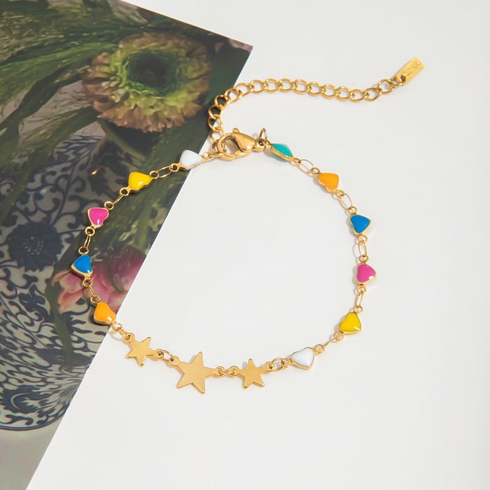1 Piece Shinning Star Stainless Steel Gold Color Women's Chain Bracelets h5Picture9