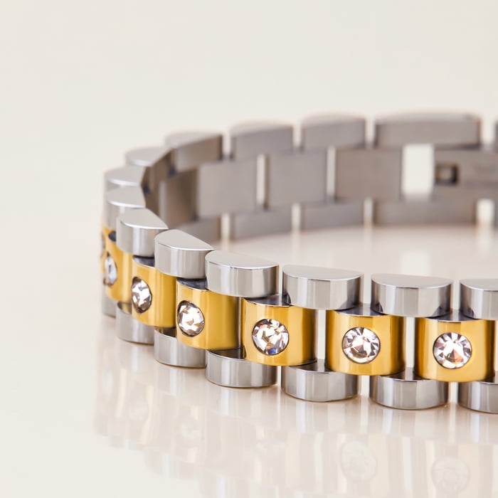 1 Piece Classic Patchwork Stainless Steel Gold Color Women's Chain Bracelets h5Picture4