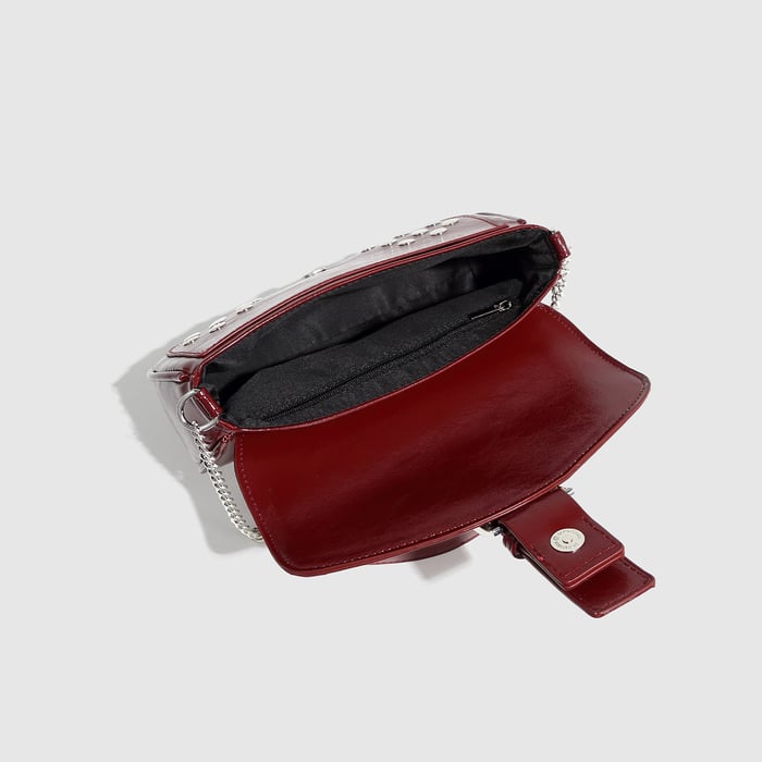 1 Stück Simple Series Hip-Pop/Rock Einfarbige Nieten PU Damen Schultertaschen h5Bild5