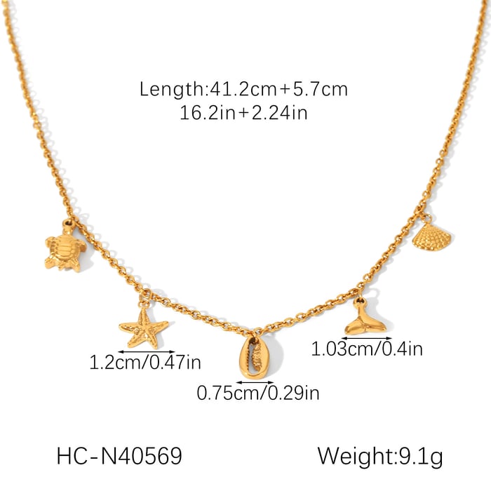 1 Piece Oceanic Turtle Stainless Steel Gold Color Women's Pendant Necklaces h5Picture2