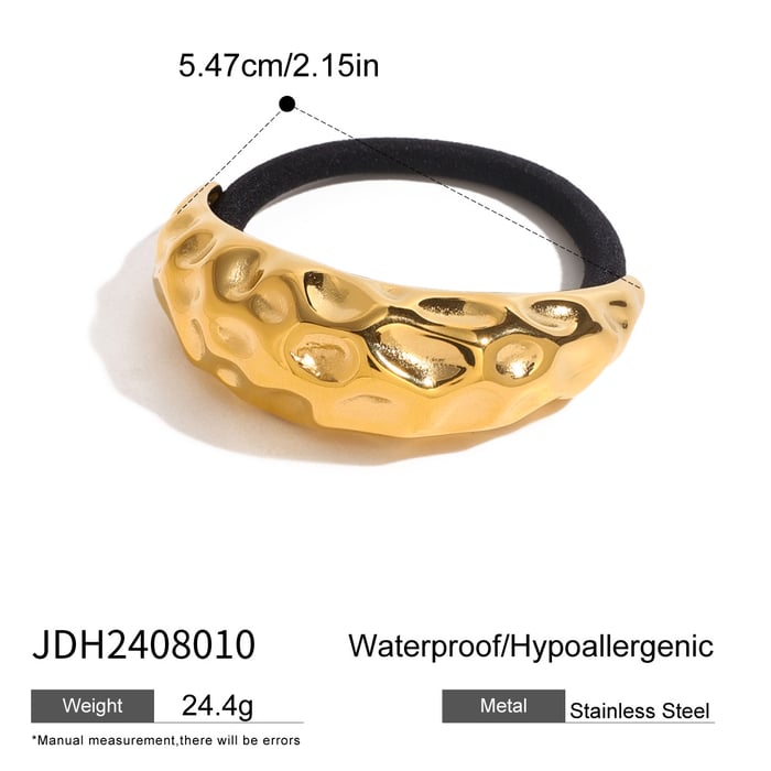1 Piece Irregularly Shaped Hammered Stainless Steel Hair Tie 