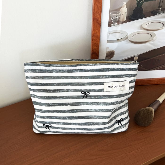 1 Paar Simple Series Casual Strip Polyester Damen Make-up-Taschen