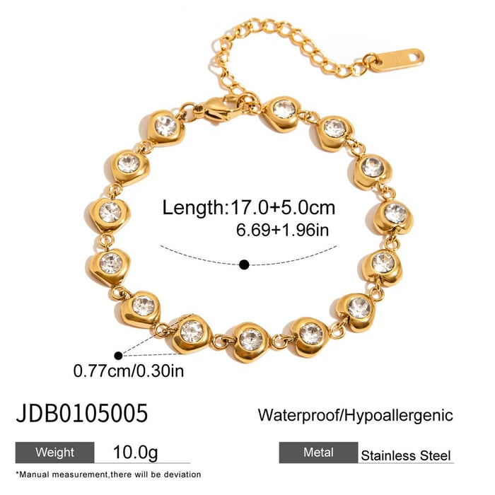 1 Piece Luxurious Star Stainless Steel Gold Color Women's Chain Bracelets
