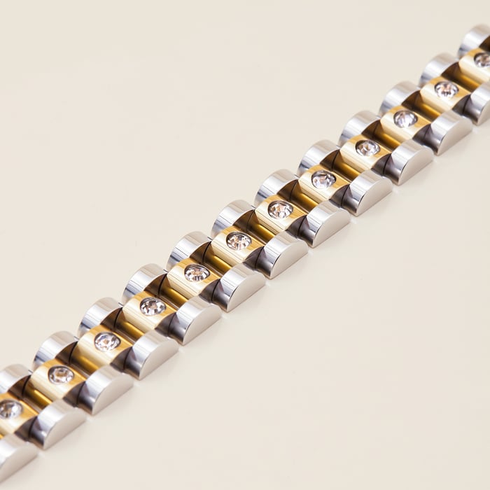 1 Piece Classic Patchwork Stainless Steel Gold Color Women's Chain Bracelets h5Picture7