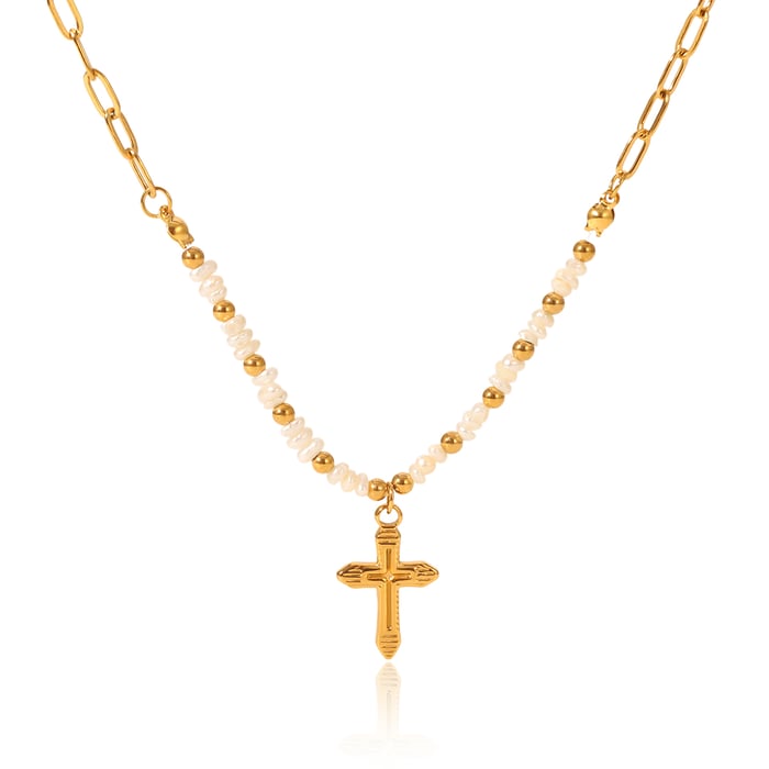 1 Pair Simple Series Daily Cross Stainless Steel  Women's Pendant Necklaces 