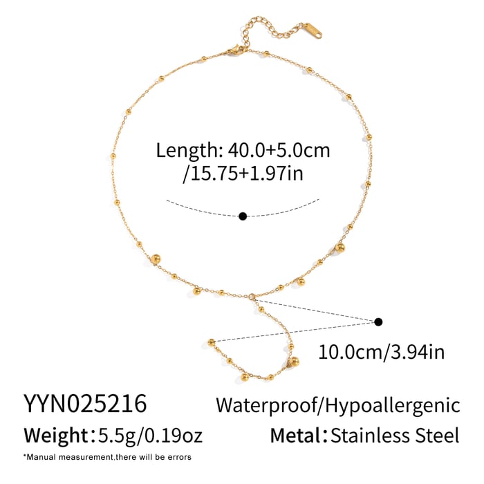 1 Piece Simple Series Daily Circle Stainless Steel  Gold Color  Women's Chain Necklaces 
