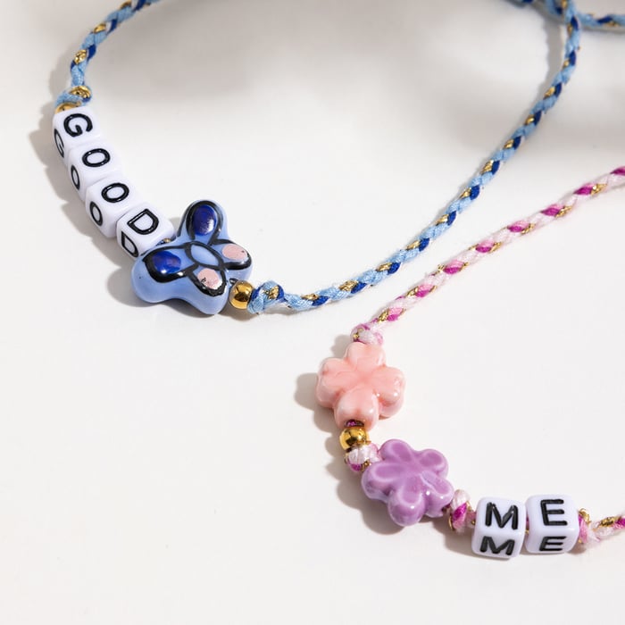 1 Piece Sweet Letter Colorful Stainless Steel Women's Beaded Bracelets h5Picture6