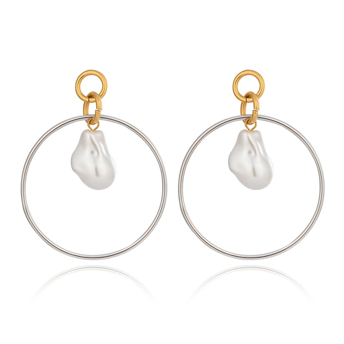 1 Pair Circle Stainless Steel Gold Color Pearl Drop Earrings Picture6