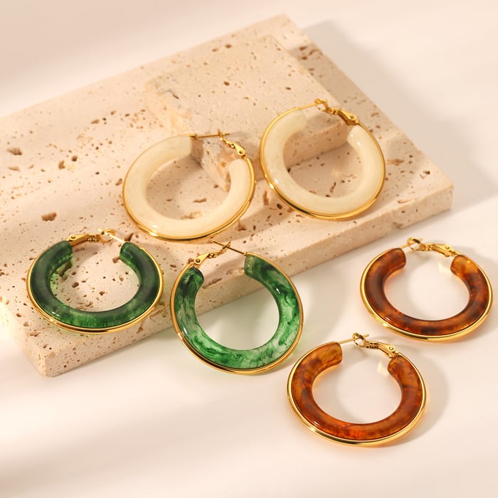 1 Pair Simple  Daily Geometric Stainless Steel  Women's Hoop Earrings h5Picture5
