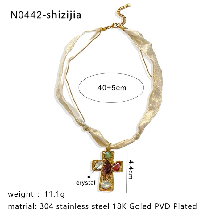 1 Stück Halskette mit Kreuzfisch-Anhänger aus Edelstahl in Goldfarbe h5Bild2