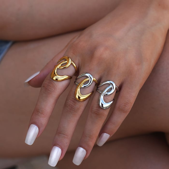 1 Piece Simple Series Casual Lines Stainless Steel Gold Color Minimalist Rings h5Picture4