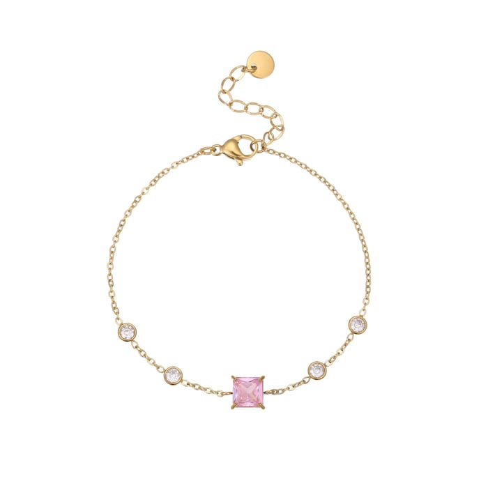 1 Piece Simple Rectangle Stainless Steel  Zircon Women's Chain Bracelets Picture4