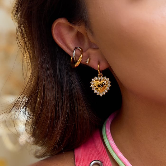 1 Pair Romantic Love Letter Heart Stainless Steel Gold Color Women's Drop Earrings h5Picture4