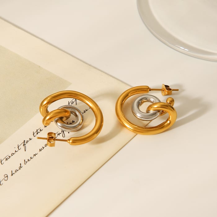 1 Pair Daily Irregular Shape Stainless Steel Gold Color Women's Stud Earrings h5Picture3