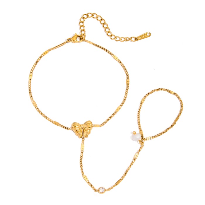 1 Piece Romantic Bow Knot Stainless Steel Gold Color Women's Chain Bracelets