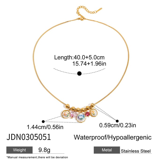 1 Piece Gorgeous Flower Stainless Steel Gold Color Women's Pendant Necklaces h5Picture2