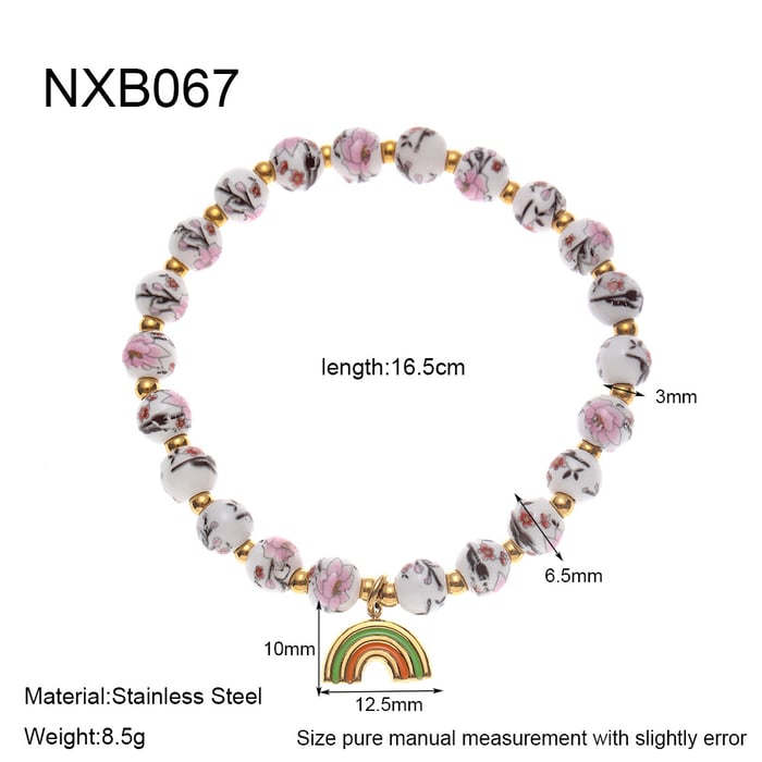 1 stuk luxe elegante bloemkeramiek goudkleurige dames kralen armbanden