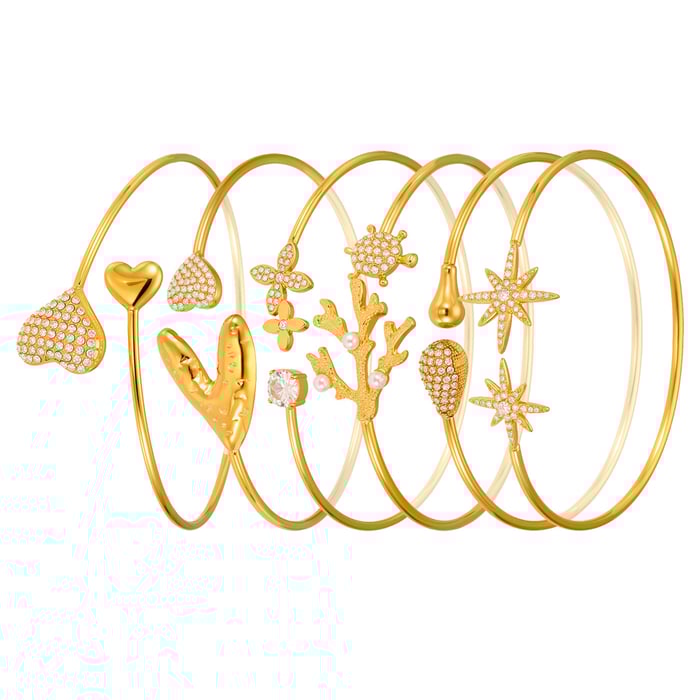 1 Piece Vacation Coral Stainless Steel Gold Color Women's Bangles h5Picture8