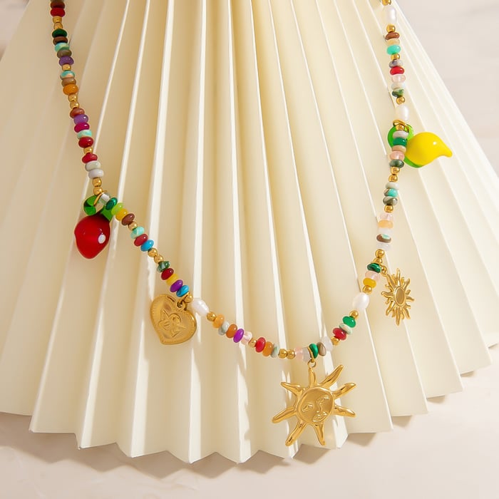 1 Piece Natural Stone Beaded Necklace h5Picture3