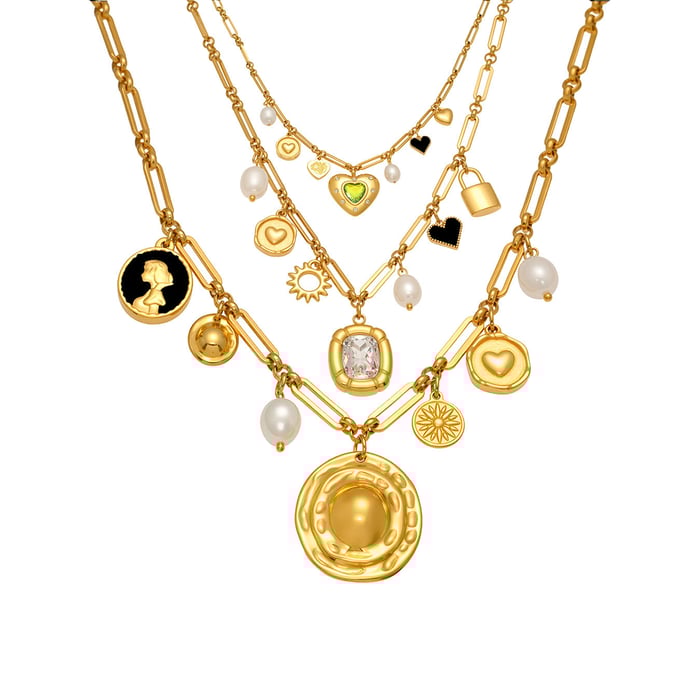 1 Piece Luxurious Zircon Heart Stainless Steel Gold Color Women's Pendant Necklaces h5Picture7