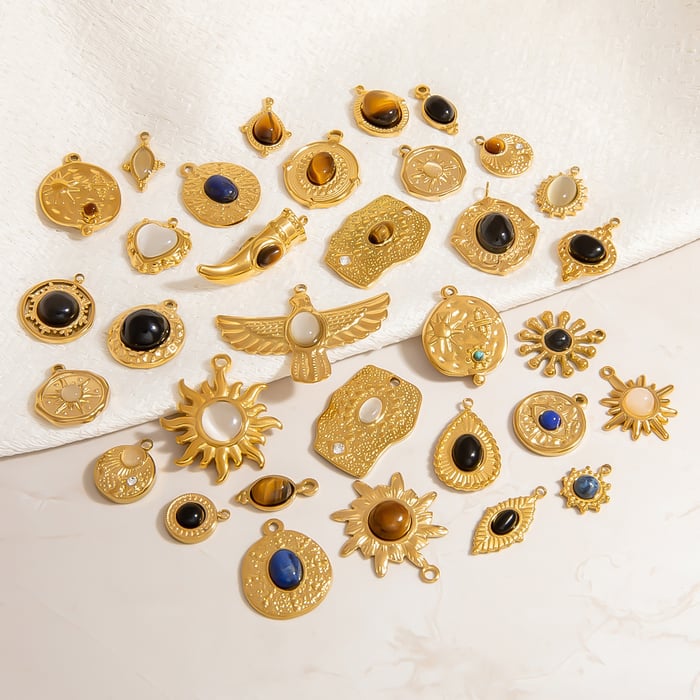 1 Piece Simple  Natural Sun Stainless Steel  Gold Color Women's Pendants h5Picture4