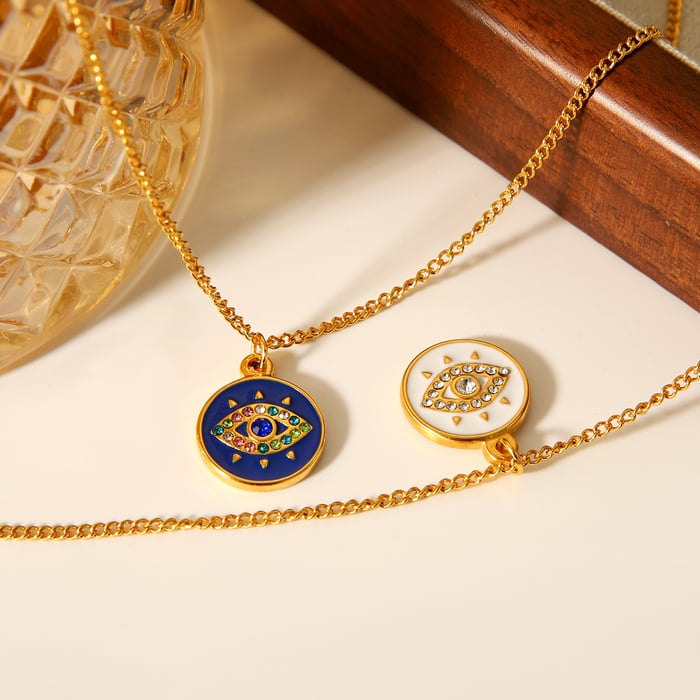 1 collar con colgante de ojo de diablo de acero inoxidable para mujer h5Imagen4