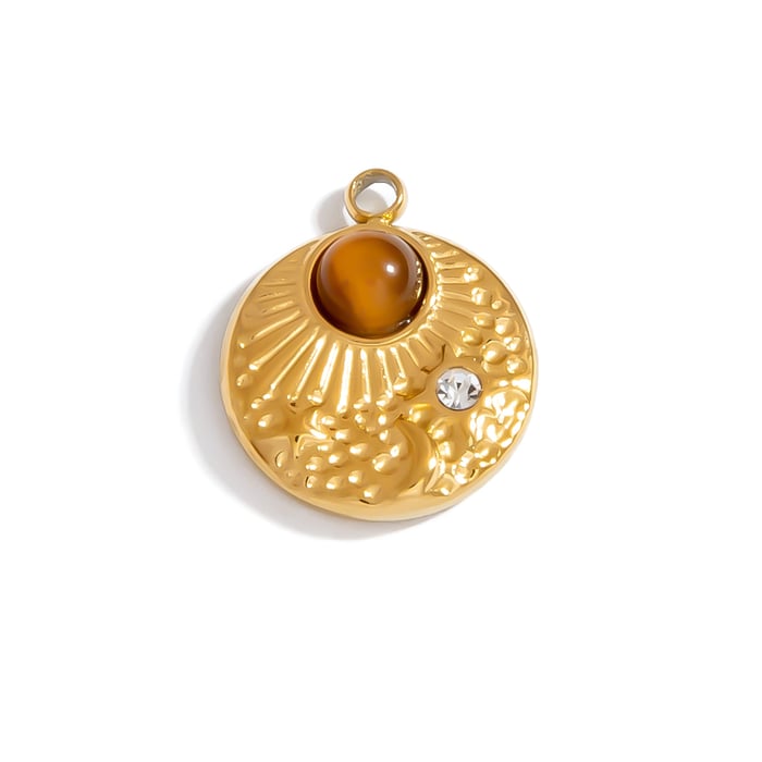 1 Piece Simple  Natural Sun Stainless Steel  Gold Color Women's Pendants