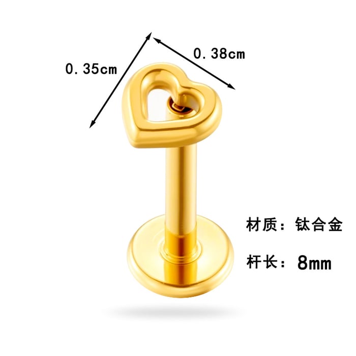 1 Stück Herz Titanlegierung Goldfarben Piercing Ohrring h5Bild2