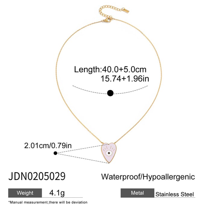 1 stuk schattige damesketting met hanger in de vorm van een duivelsoog van roestvrij staal en goudkleur