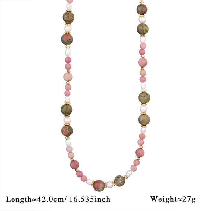 1 Piece Romantic Series Flower Natural Stones Women's Beaded Necklaces h5Picture2