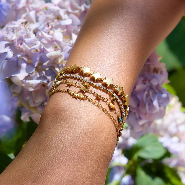 1 Piece Shinning Star Stainless Steel Gold Color Women's Chain Bracelets h5Picture5