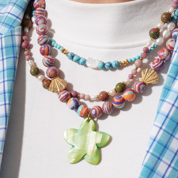 1 Piece Romantic Series Flower Natural Stones Women's Beaded Necklaces h5Picture4