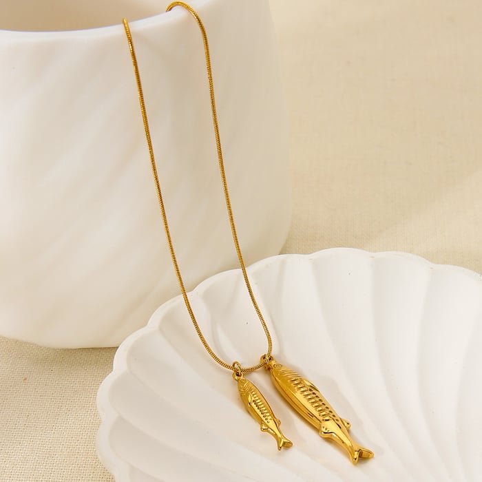 1 Piece  Vacation Turtle Fish Stainless Steel  Gold Color  Pendant Necklaces h5Picture4